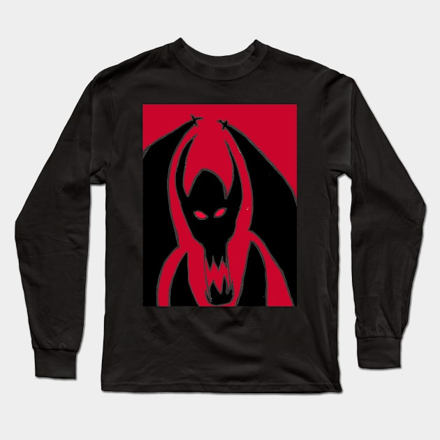 Shadow Demon Red Long Sleeve T-Shirt by Gray Light Studios